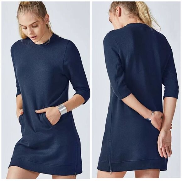 NWT Fabletics Elena Sweatshirt Dress (Navy Blue) - SS (0-2) - Picture 1 of 8